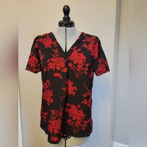 Floral Black and Red Dress